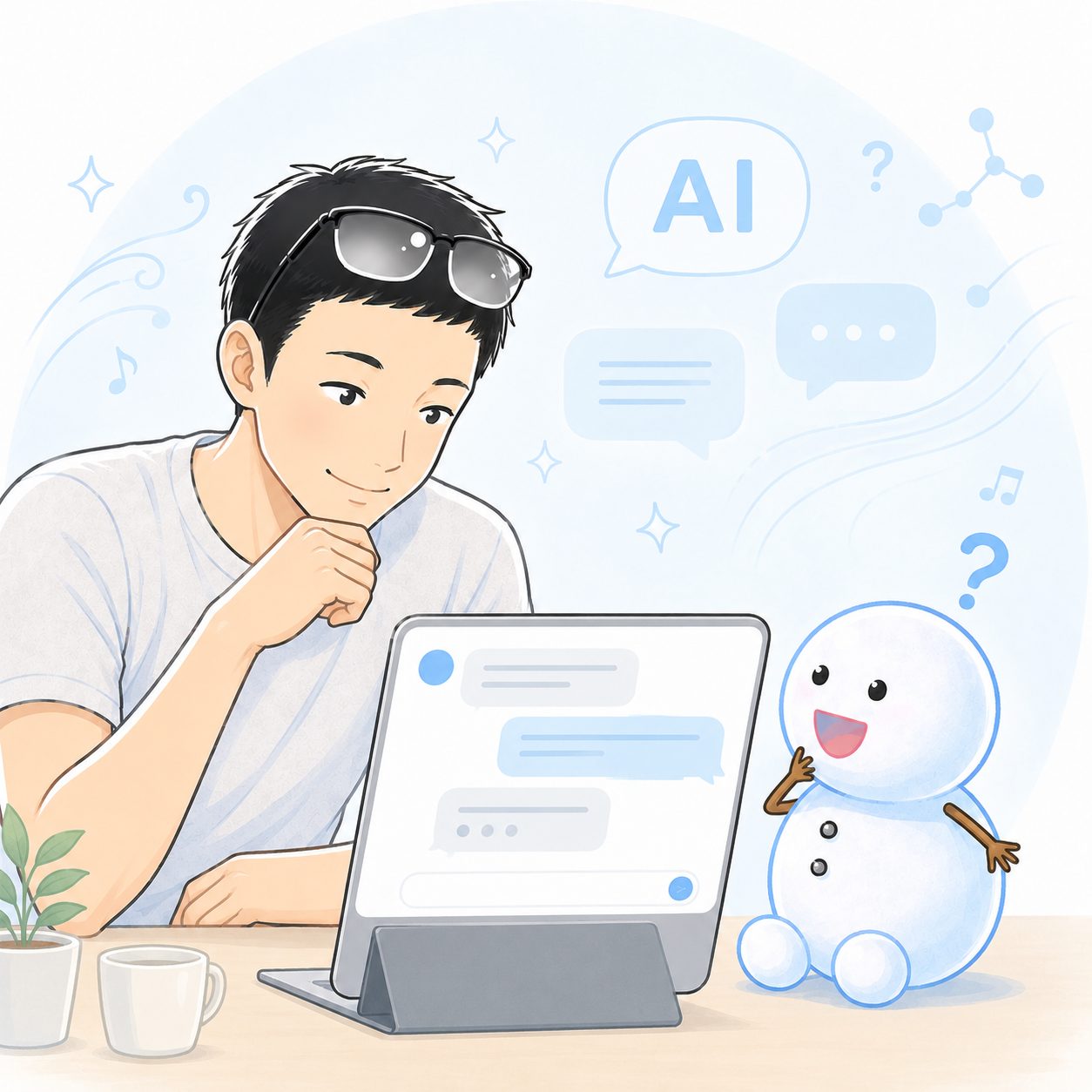 シフトとちぇるが体臭（ミドル脂臭）の科学をAIと学んでいるシーン